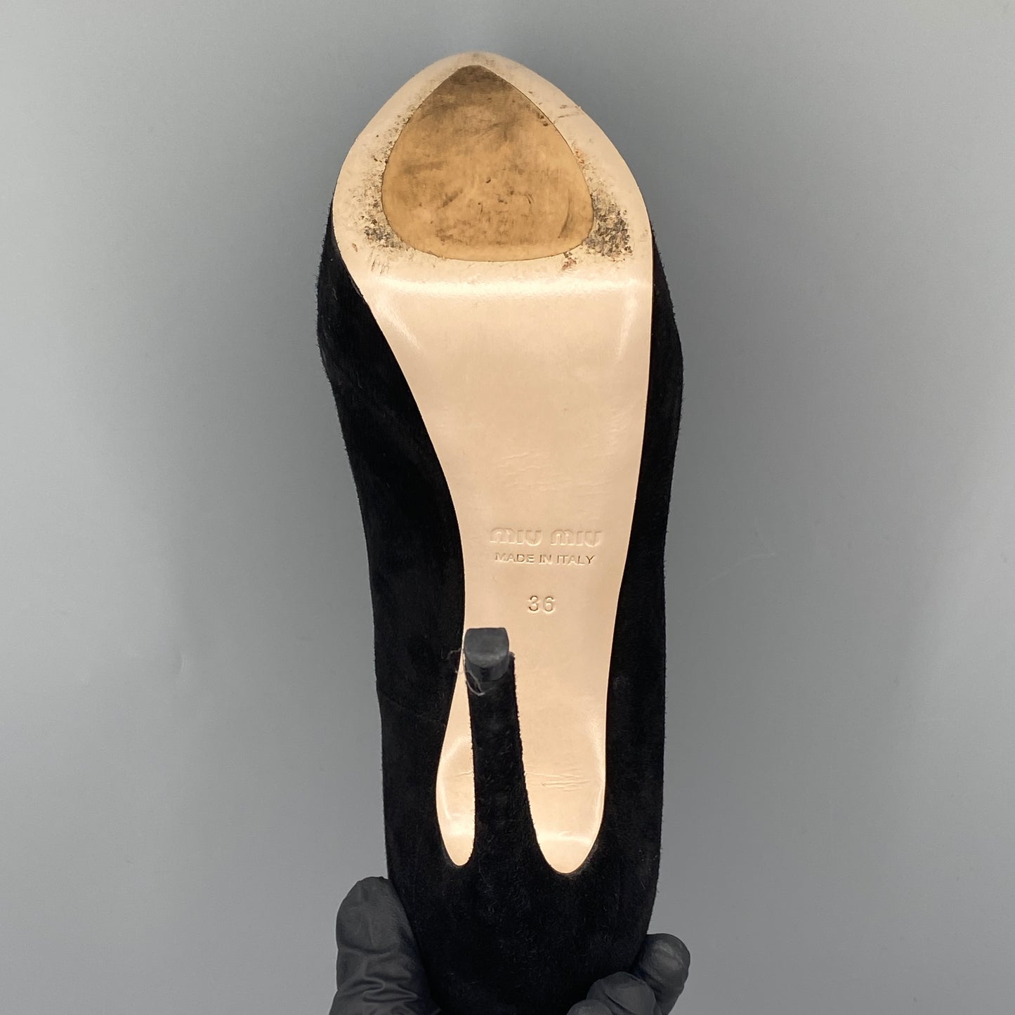 Miu Miu Women’s Black Suede Platform Stiletto Heels Shoes