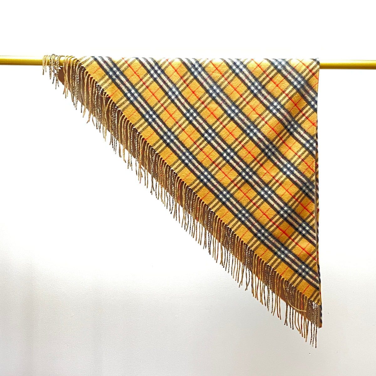 Burberry Beige Check Wool Triangle Scarf