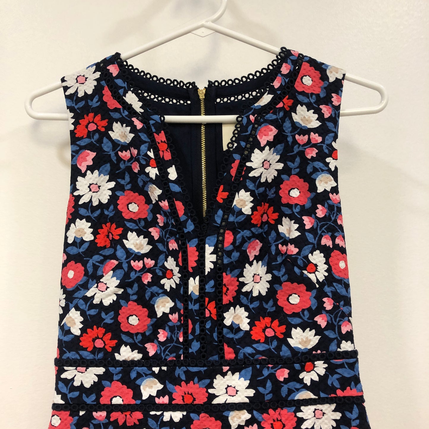 Kate Spade Floral Print Sleeveless Mini Shift Dress Size 0 Red/White/Blue