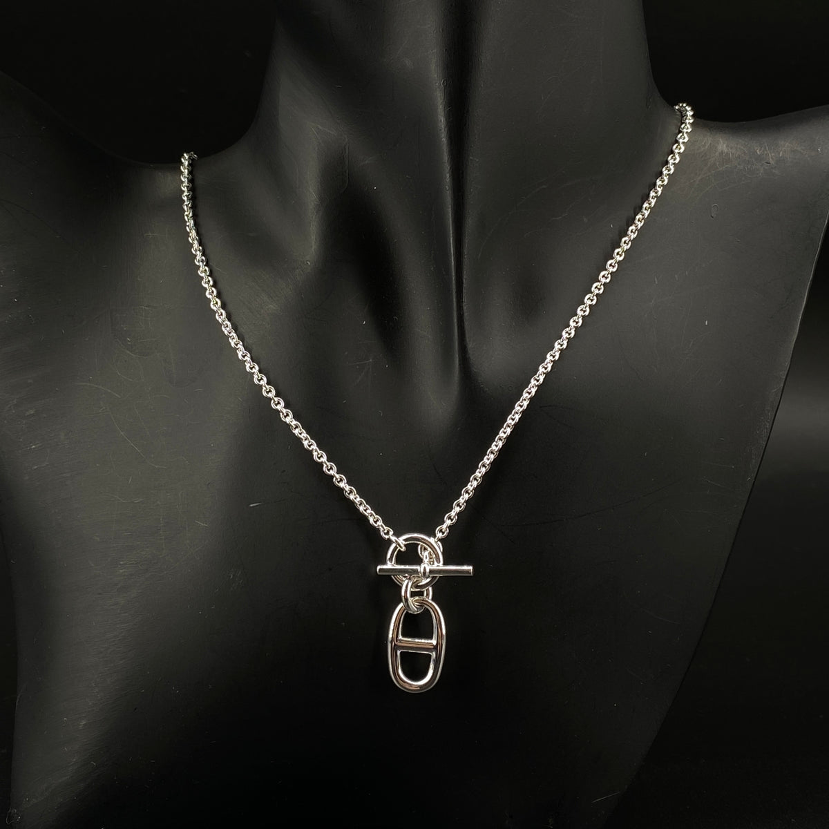 Hermes Silver Toggle Necklace Chaine d'Ancre Pendant