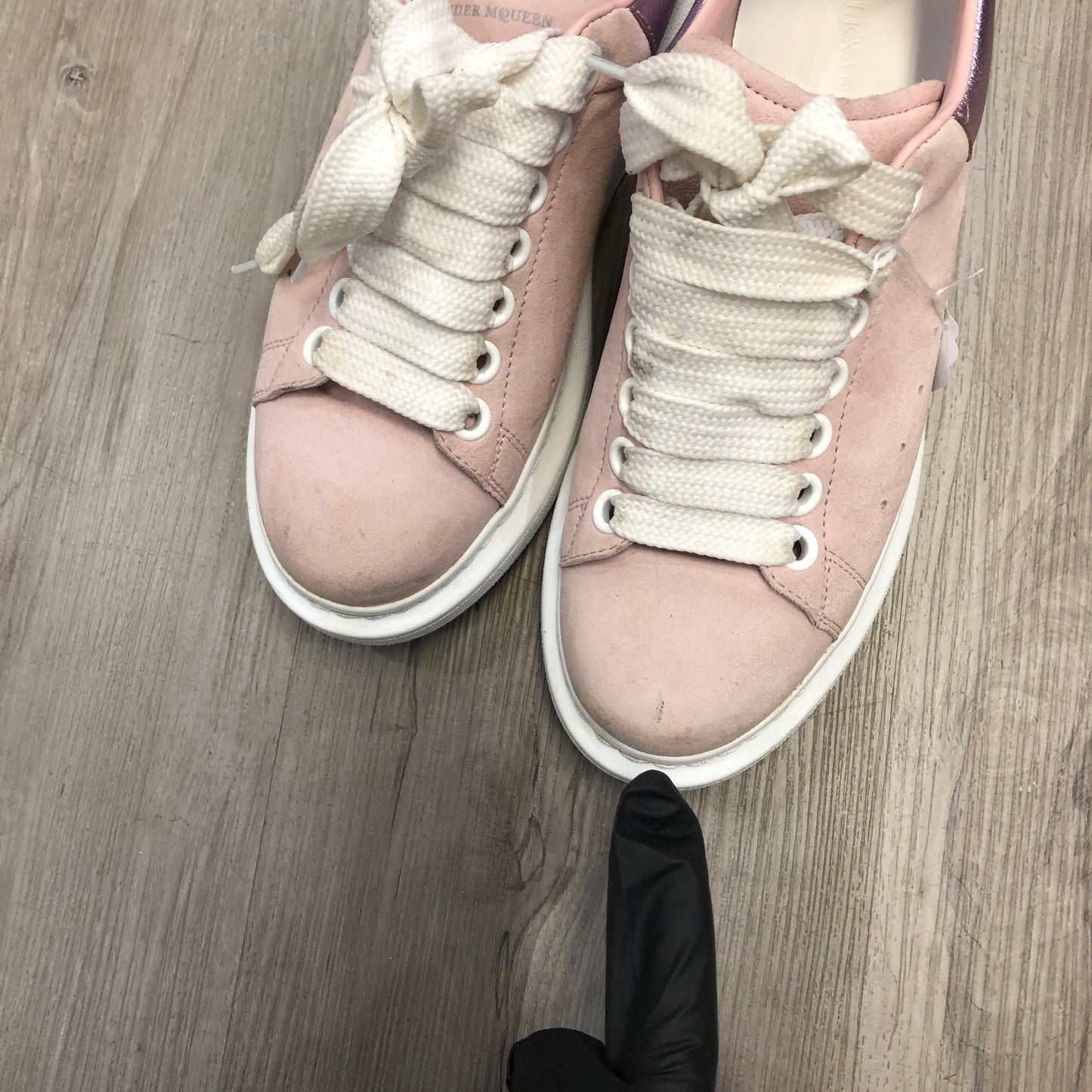 Alexander McQueen Women's Oversized Platform Leather Sneaker Shoes 37 Pink White