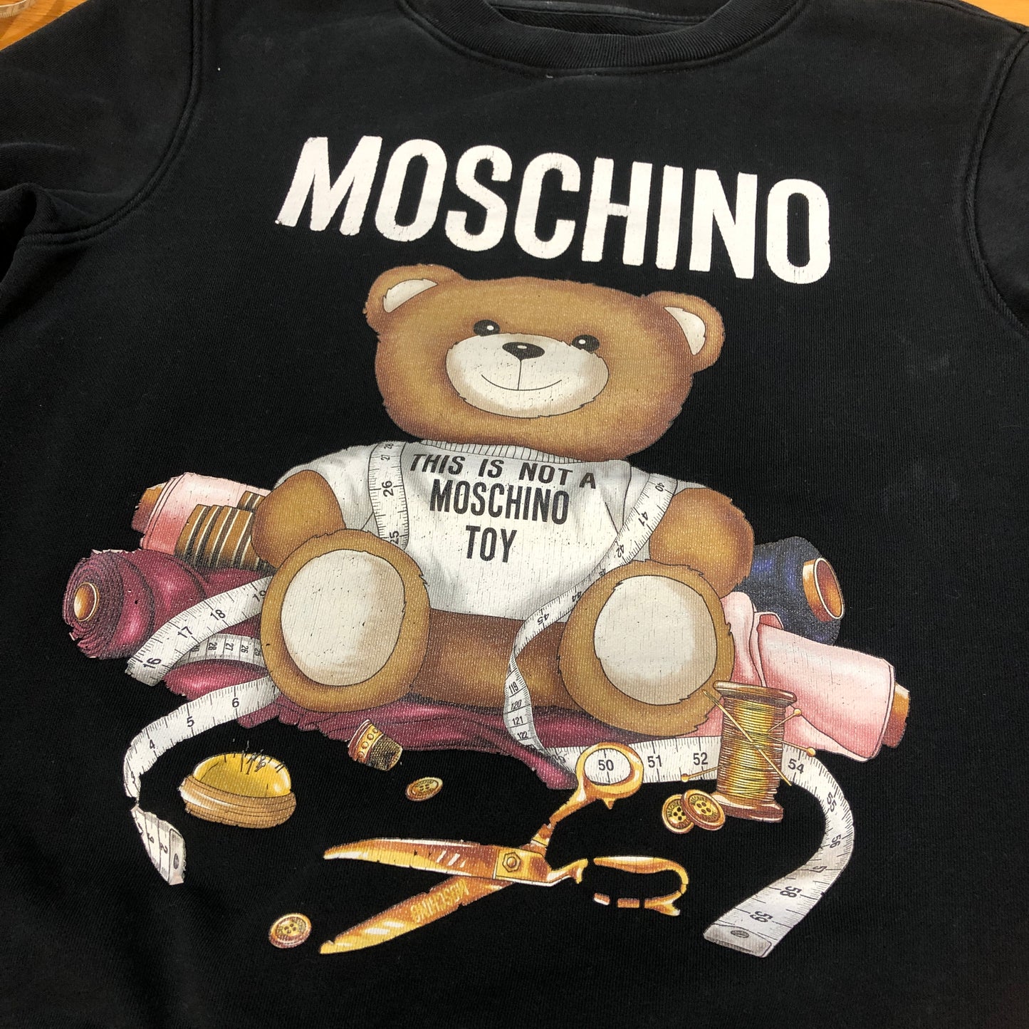 Moschino Black Teddy Bear Print Crew Neck Sweatshirt US 8