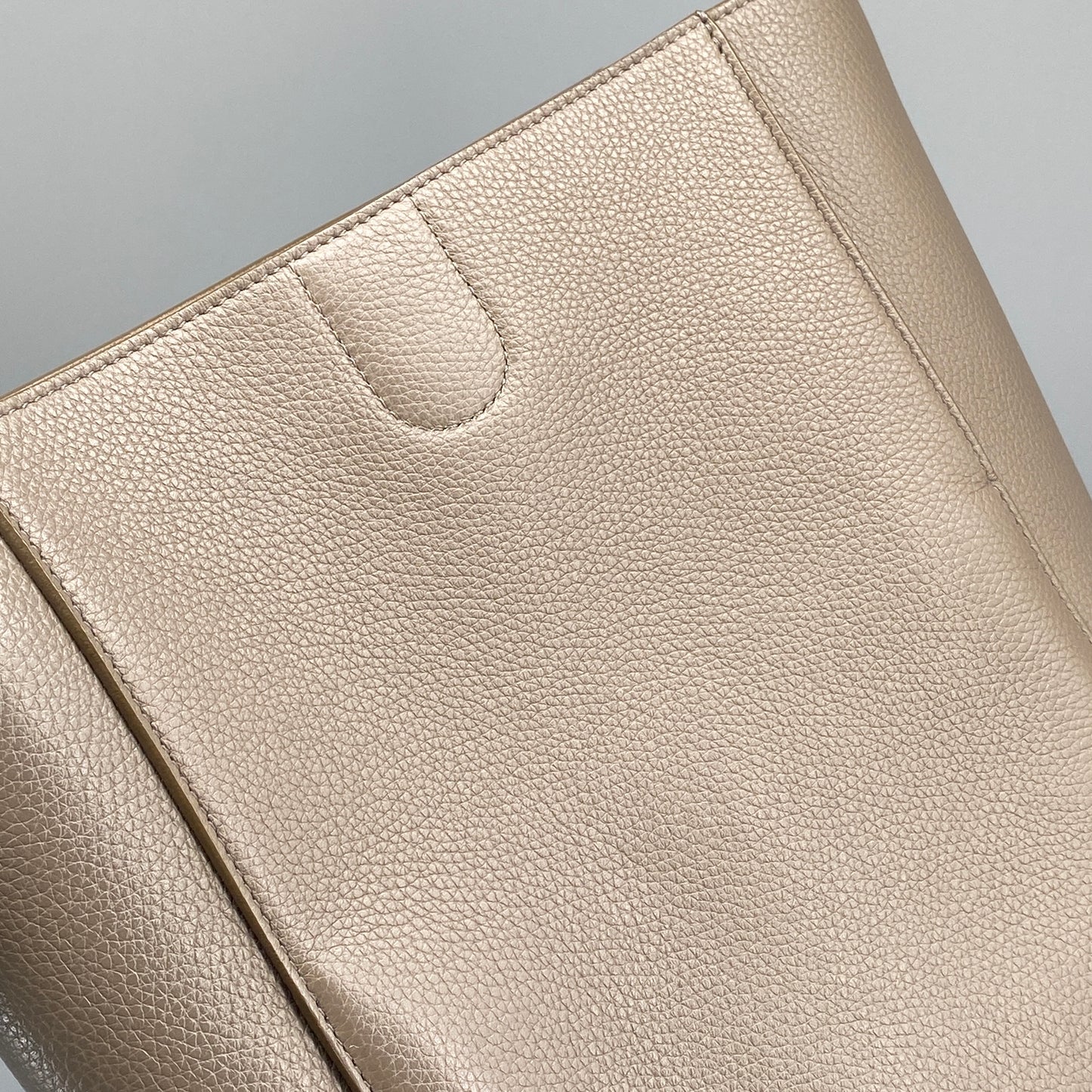 Celine Taupe Pebbled Leather Bucket Shoulder Bag