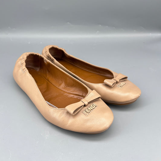 Fendi Nude Leather Ballet Flats size 37.5