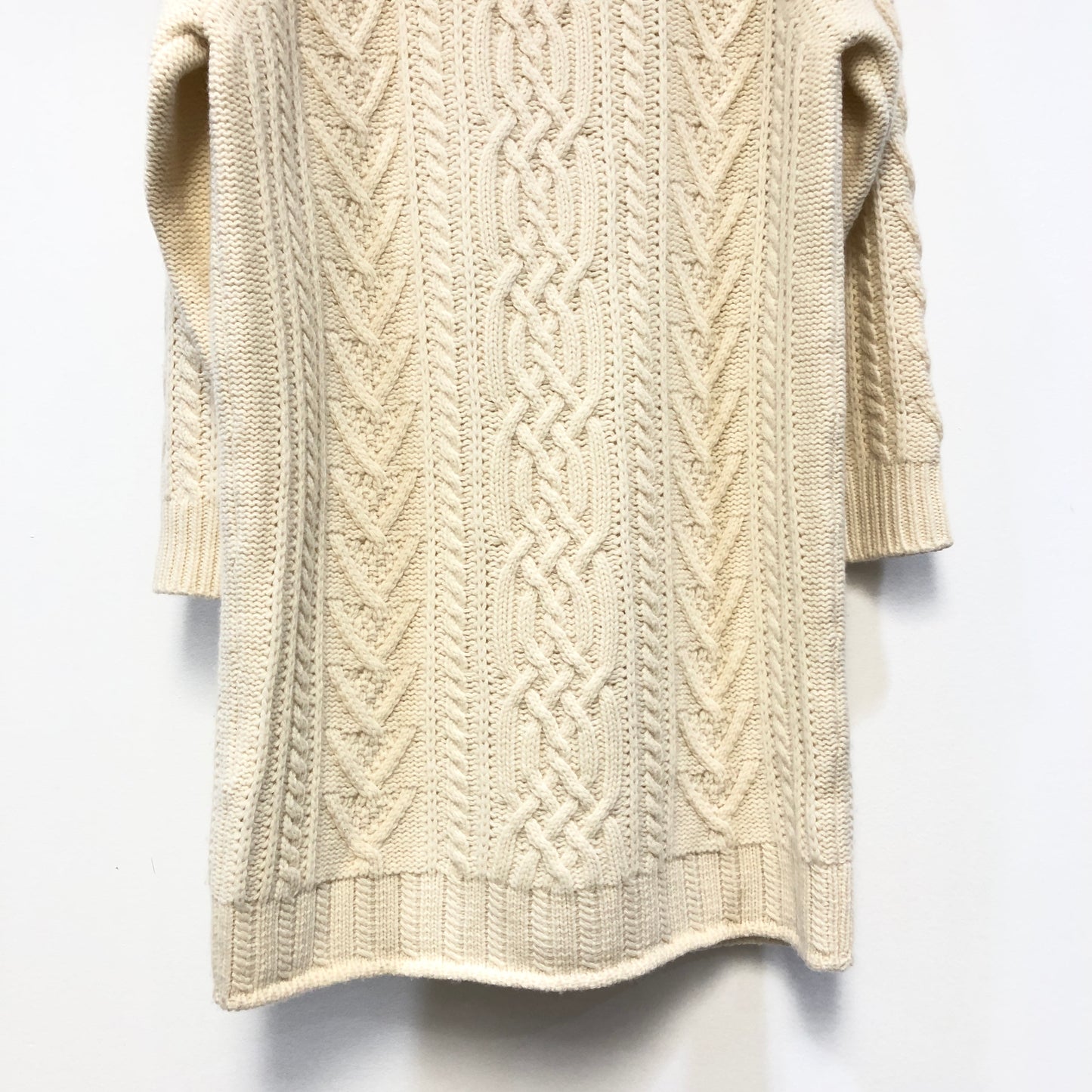 Intrend Off White Cable Knit Turtleneck Midi Sweater Dress Size XL