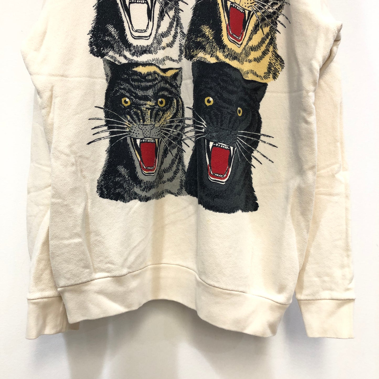Gucci Off-White Graphic Print Crew Neck Sweatshirt Size L