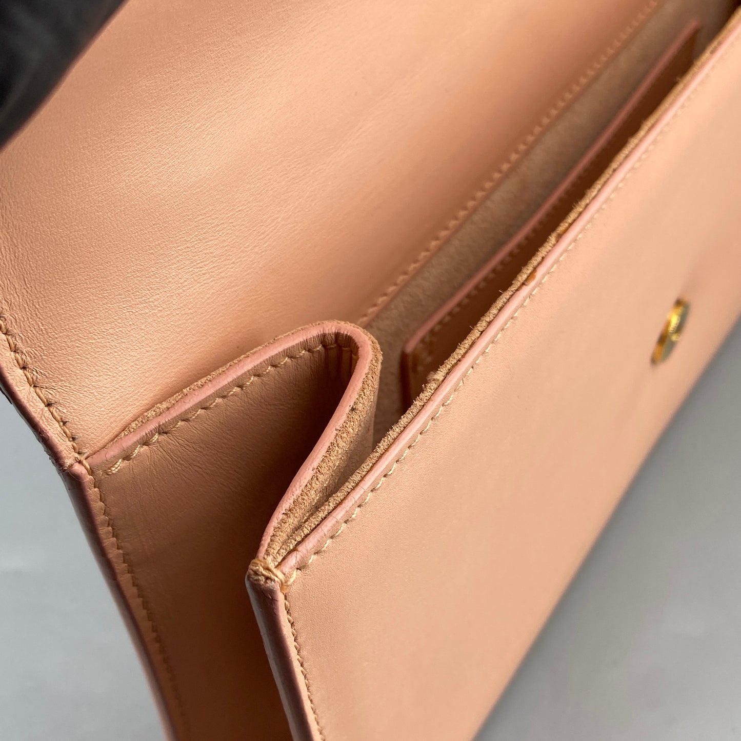 Saint Laurent Nude Smooth Leather YSL Logo Clutch Bag