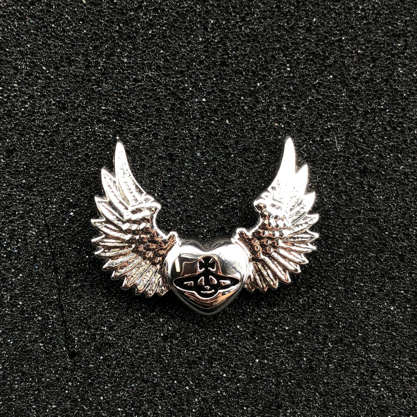 Vivienne Westwood SINGLE Winged Heart Orb Silver Tone Stud Earrings