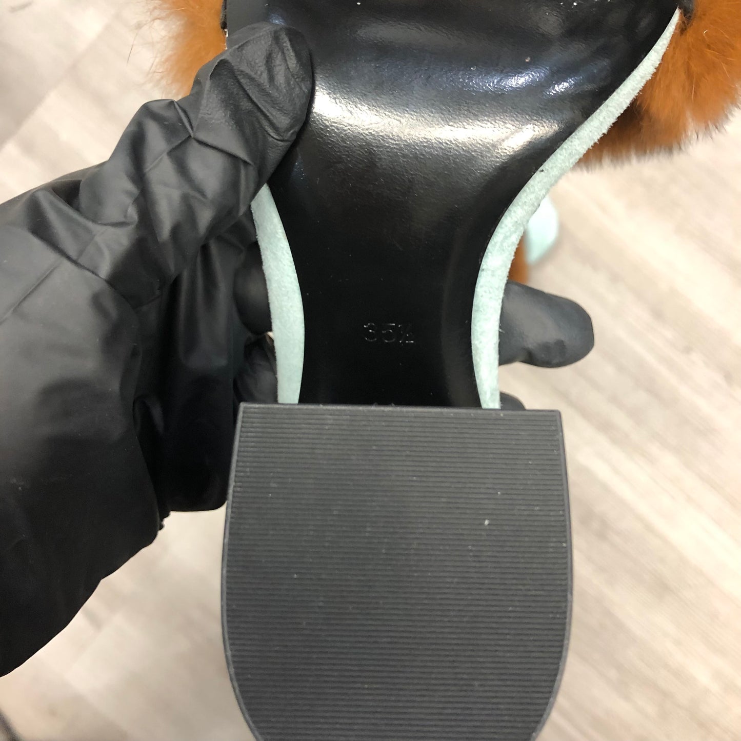 Alexanderwang Fur Trim Women's Blue and Black Sandals Shoes Size 35.5