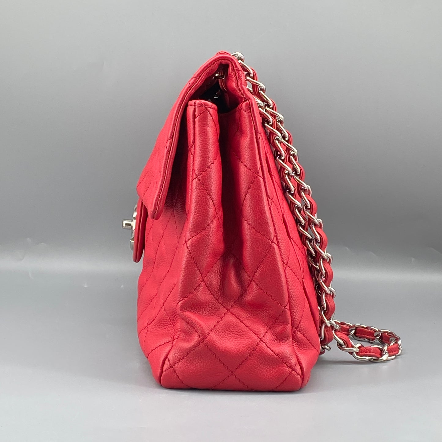 Chanel Classic Soft Red Quilted Leather Flap Shoulder Bag