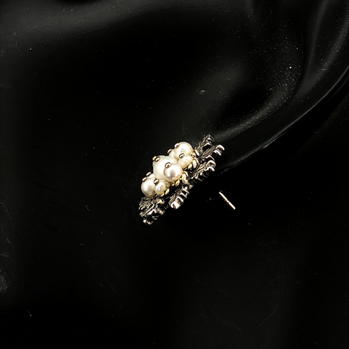Chanel 2015 Silver-Tone Pearl Snowflake Earrings