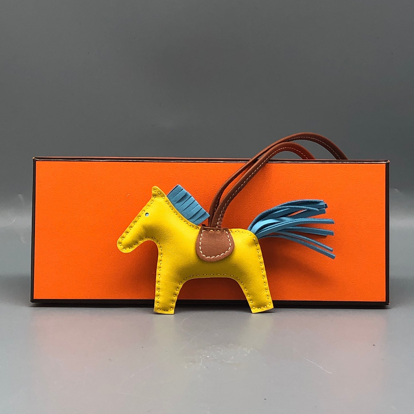 Hermes Rodeo Horse Bag Charm Yellow/Blue