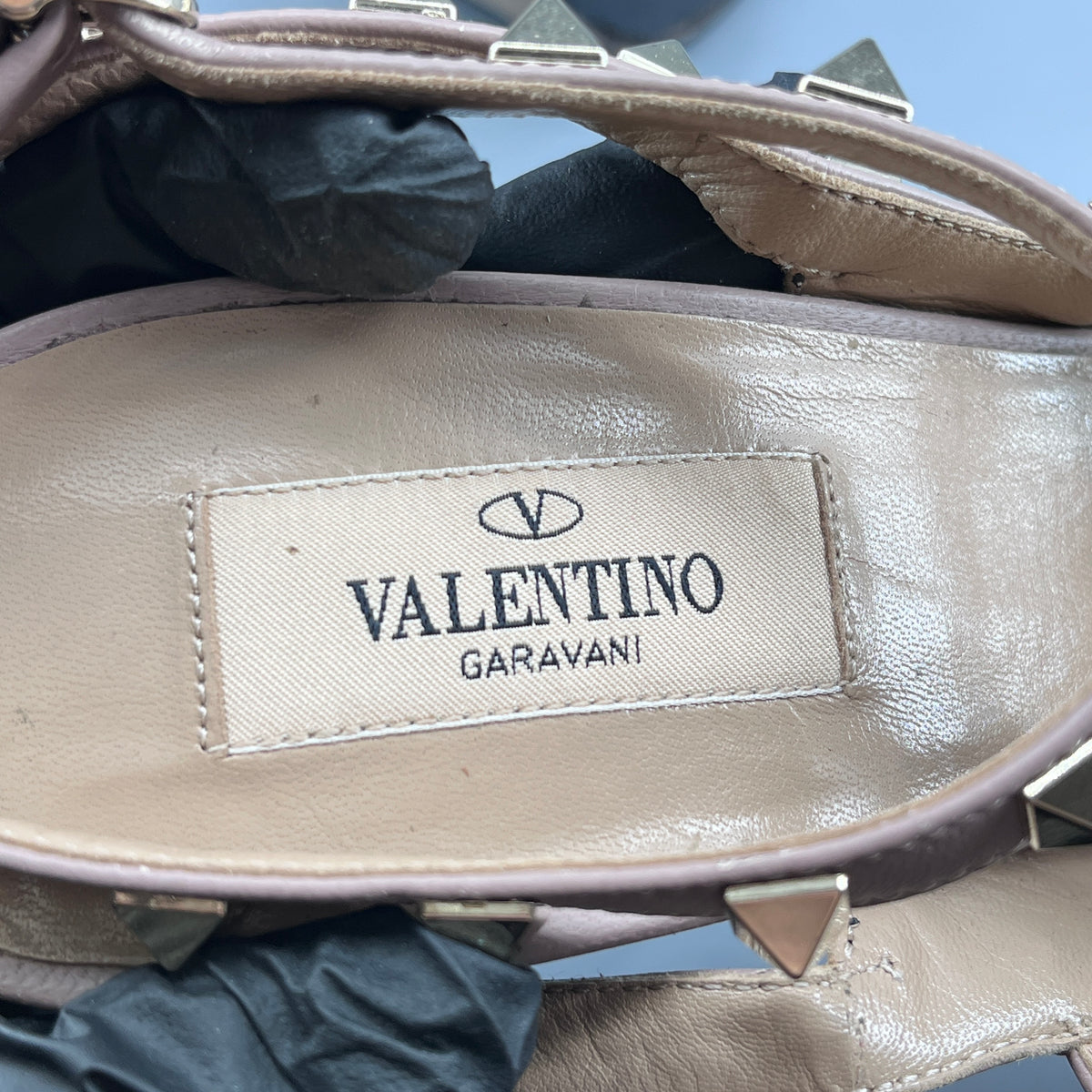 Valentino Women Leather Rockstud Pointed Slingback Heels size 40.5