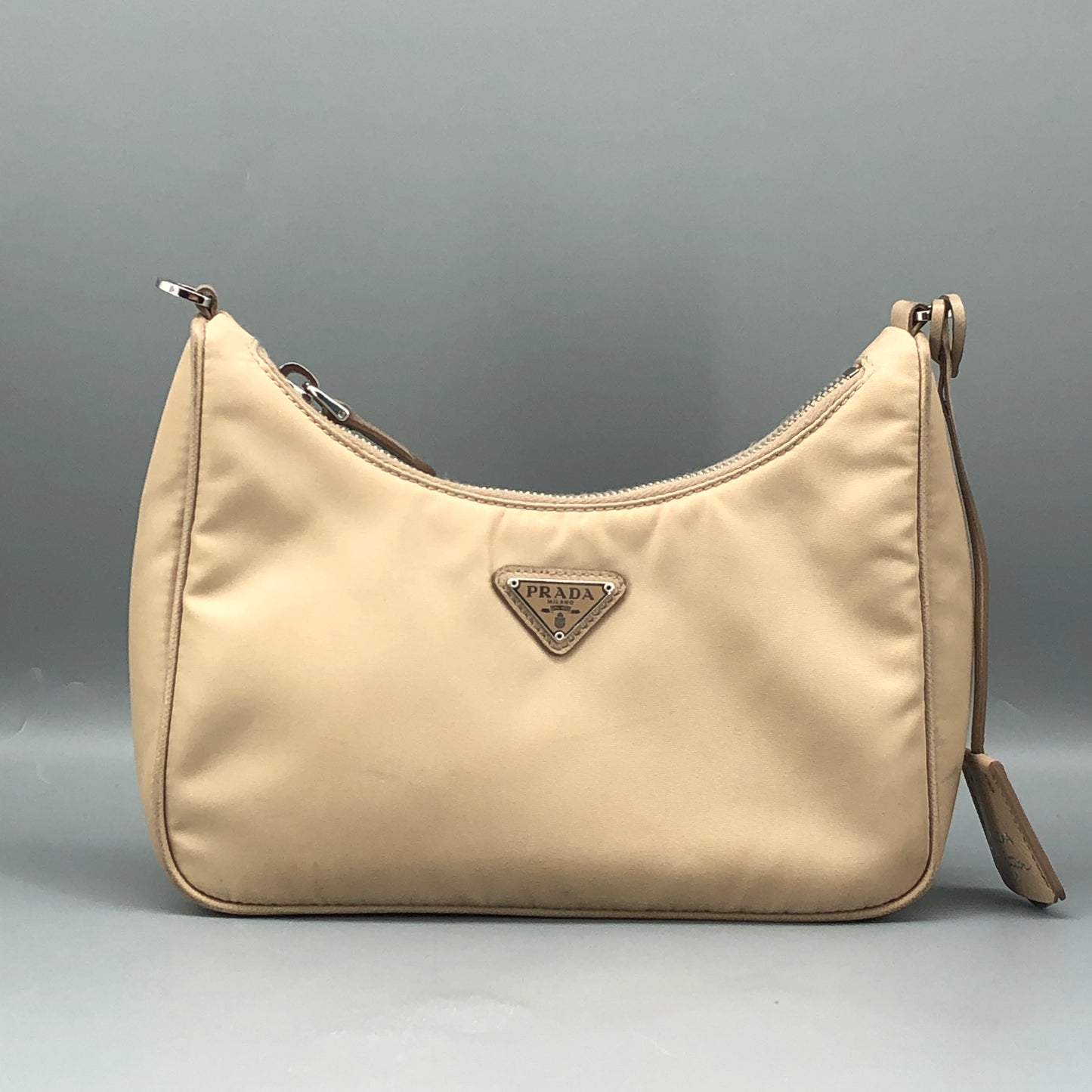 Prada Re-Nylon Classic Hobo Shoulder Bag Beige