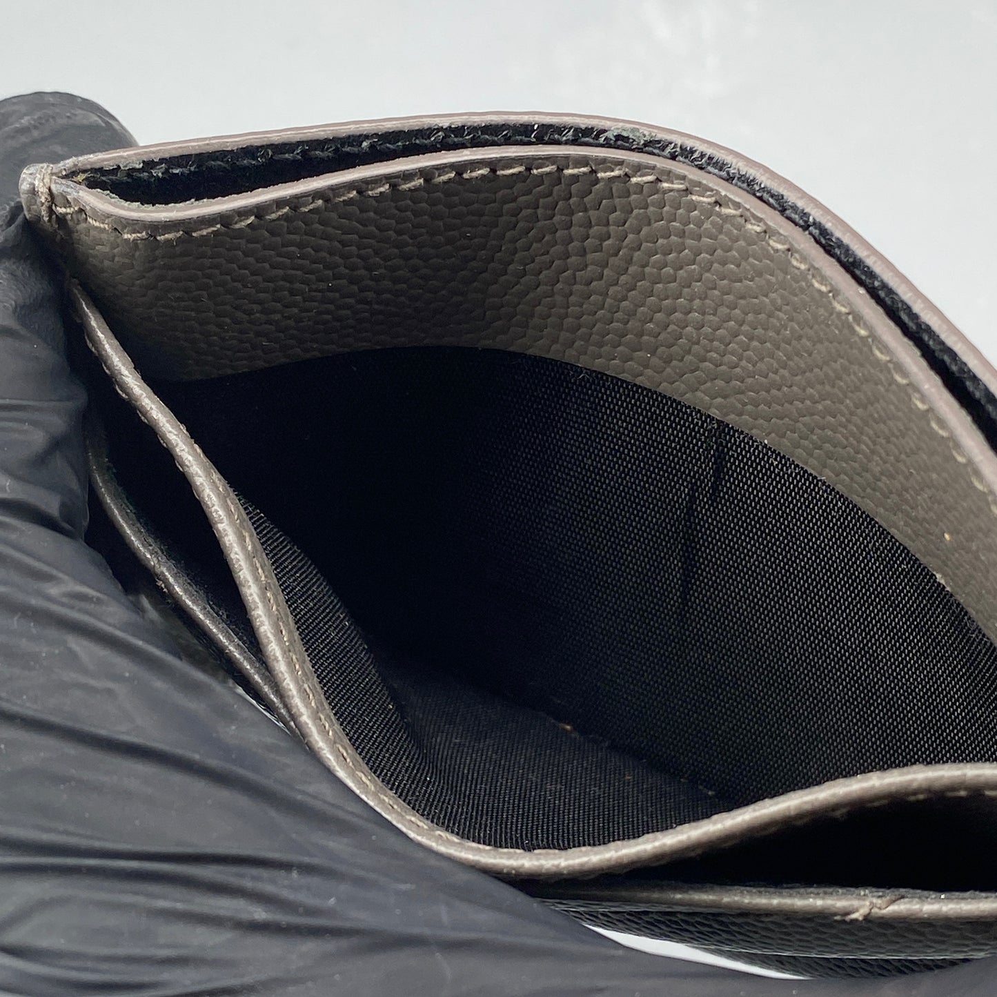 Saint Laurent Grey Chevron‑Quilted Card Holder
