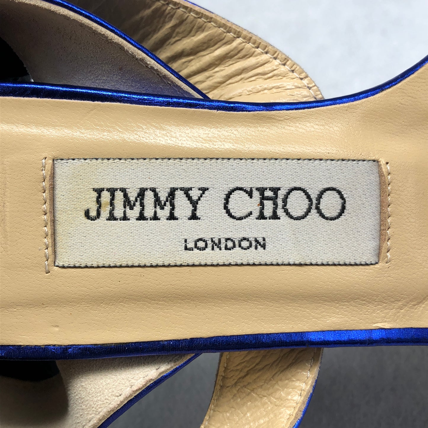 Jimmy Choo Women Metallic Blue Strappy Heels Size 36.5 Shoes