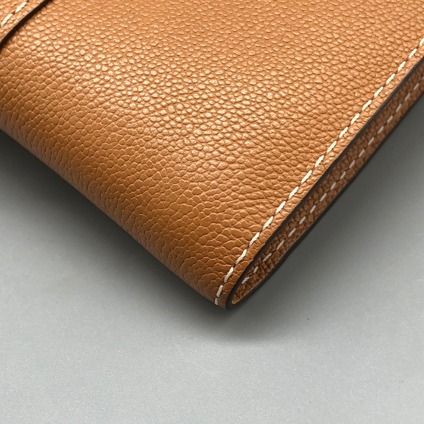 Delvaux Tan Grained Leather Compact Wallet