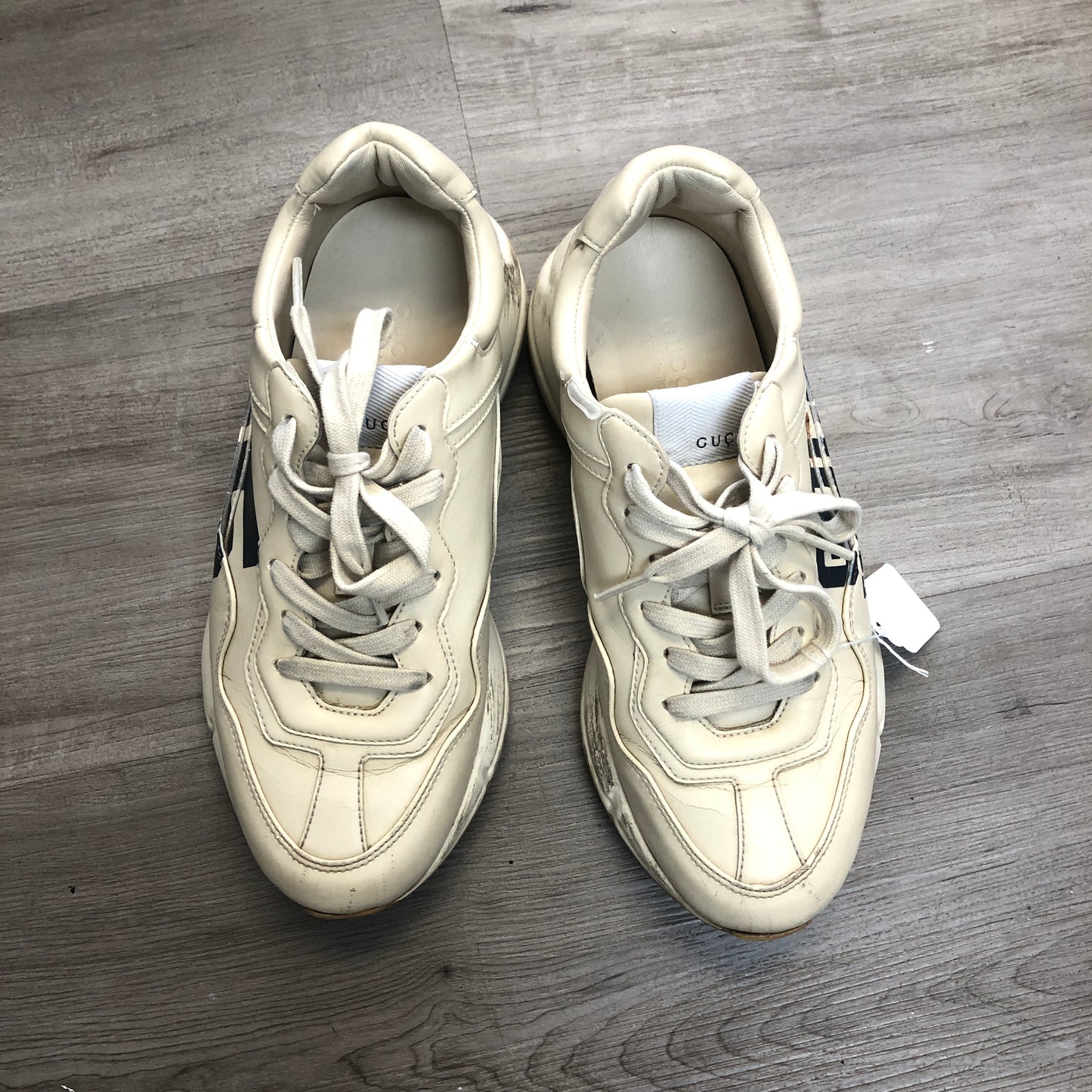 Gucci Rhyton Vintage Print Leather Dad Sneaker Shoes 36 Ivory