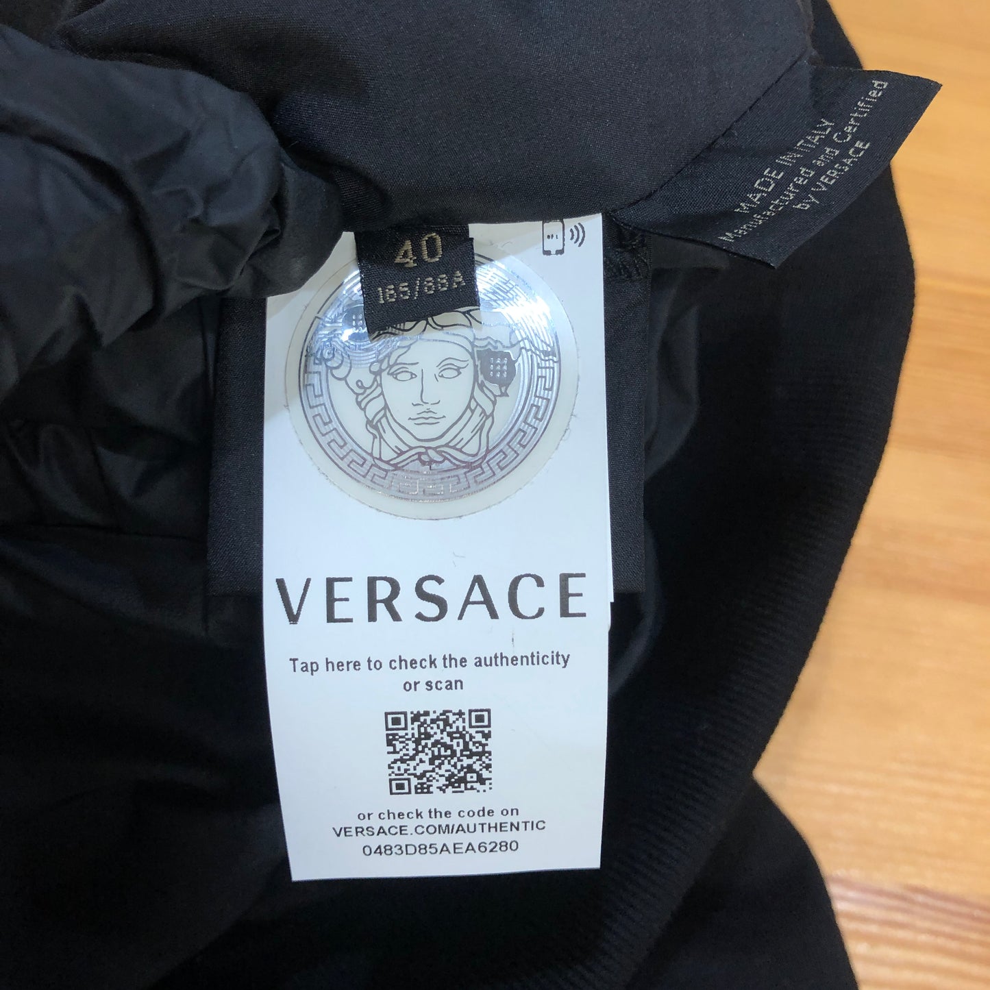 Versace Black Baroque Print Zip-Up Hoodie Size 40