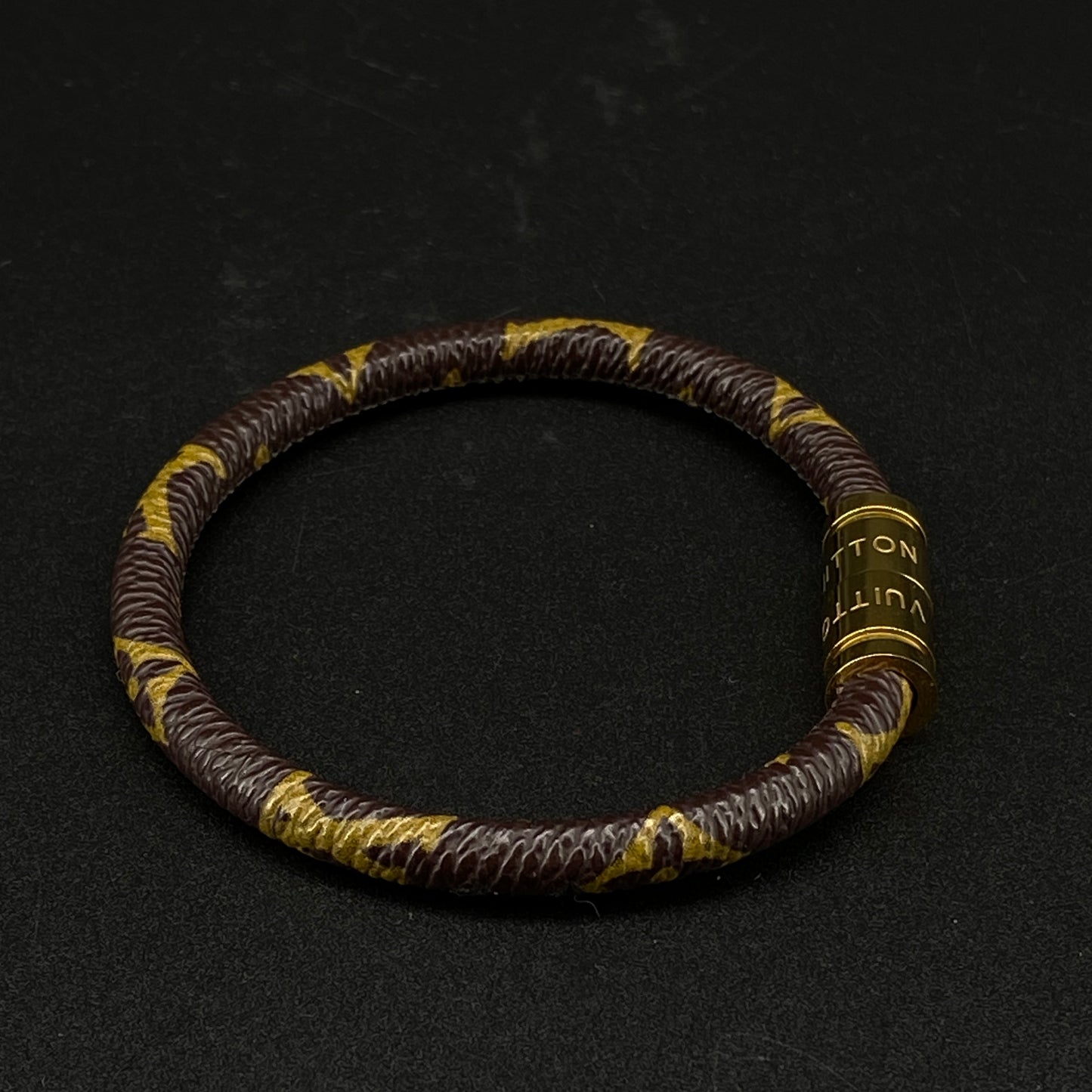 LV Monogram Canvas Gold Hardware Bangle Bracelet