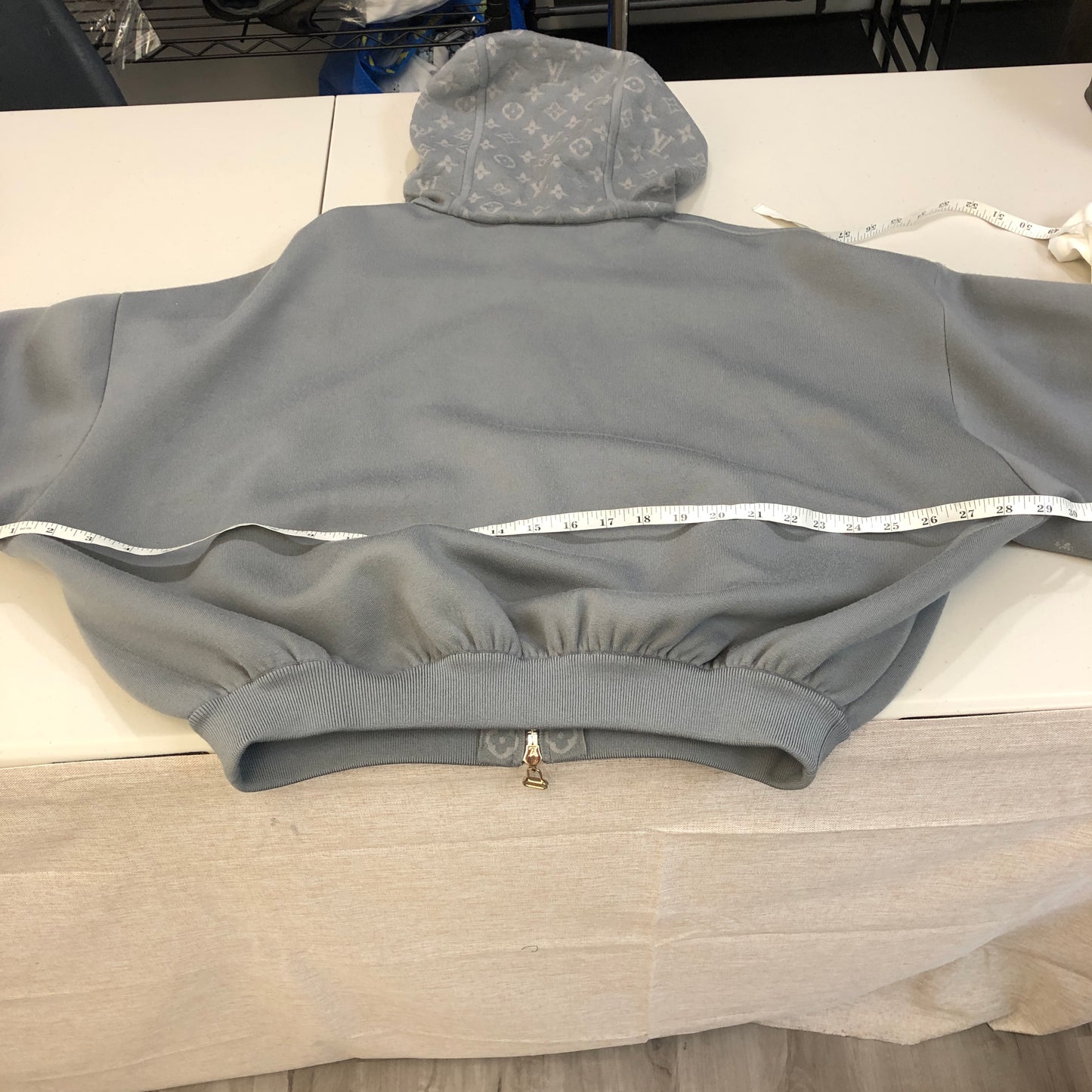 Louis Vuitton Monogram Zip-Up Hoodie Size M Grey
