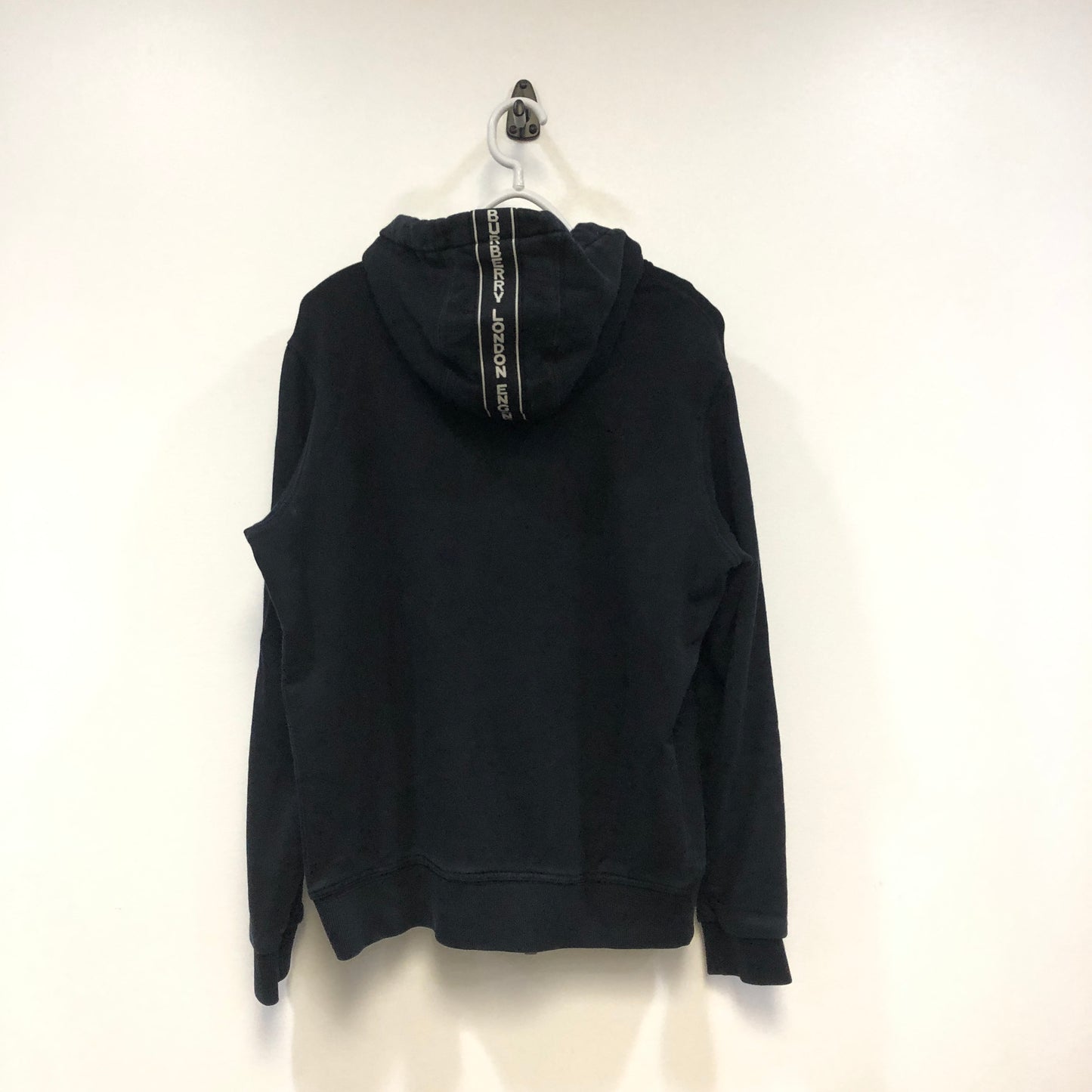 Burberry Black Full‑Zip Hoodie Logo Tape Sweatshirt Size S