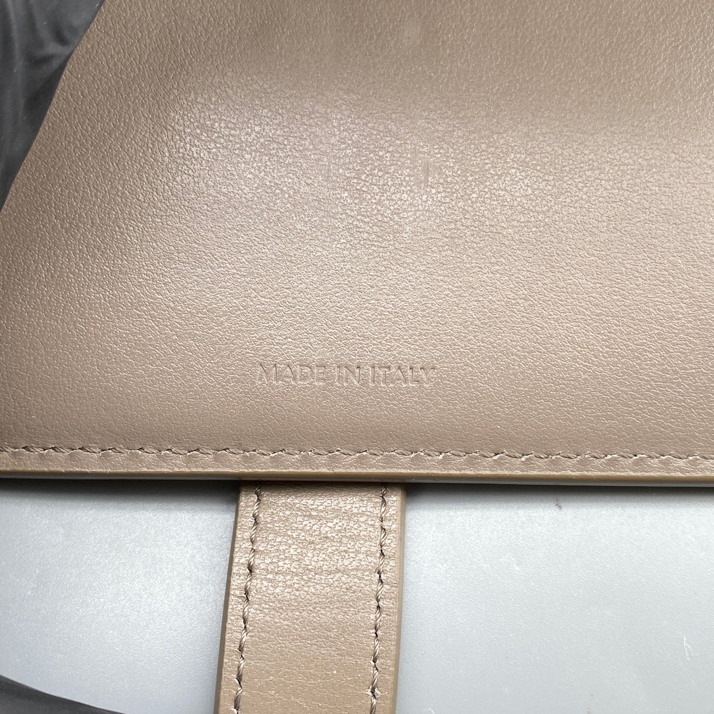 Celine Beige Grained Leather Triomphe Medium Fold Wallet