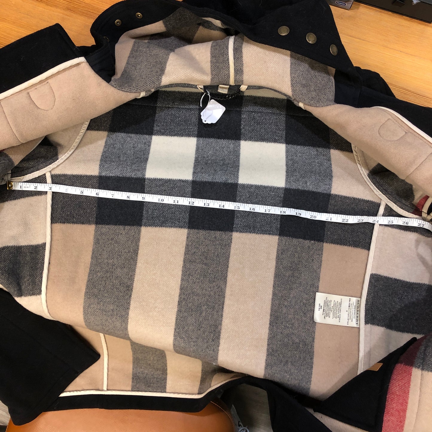 Burberry Black Wool Duffle Coat Size XL