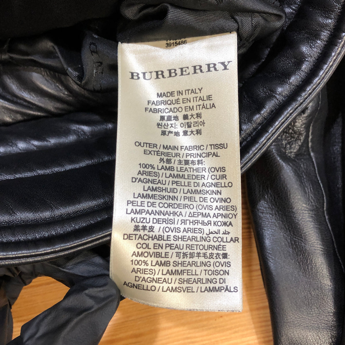 Burberry Black Shearling Collar Leather Biker Jacket US size 4