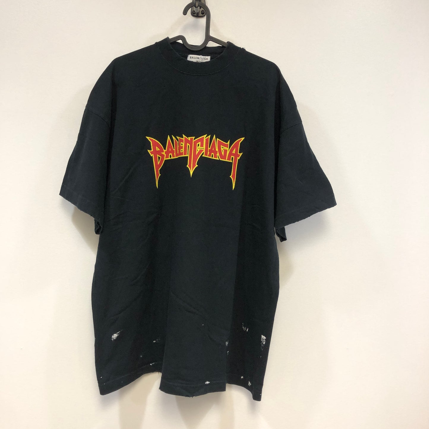 Balenciaga Heavy Metal Logo Distressed T-Shirt L Black