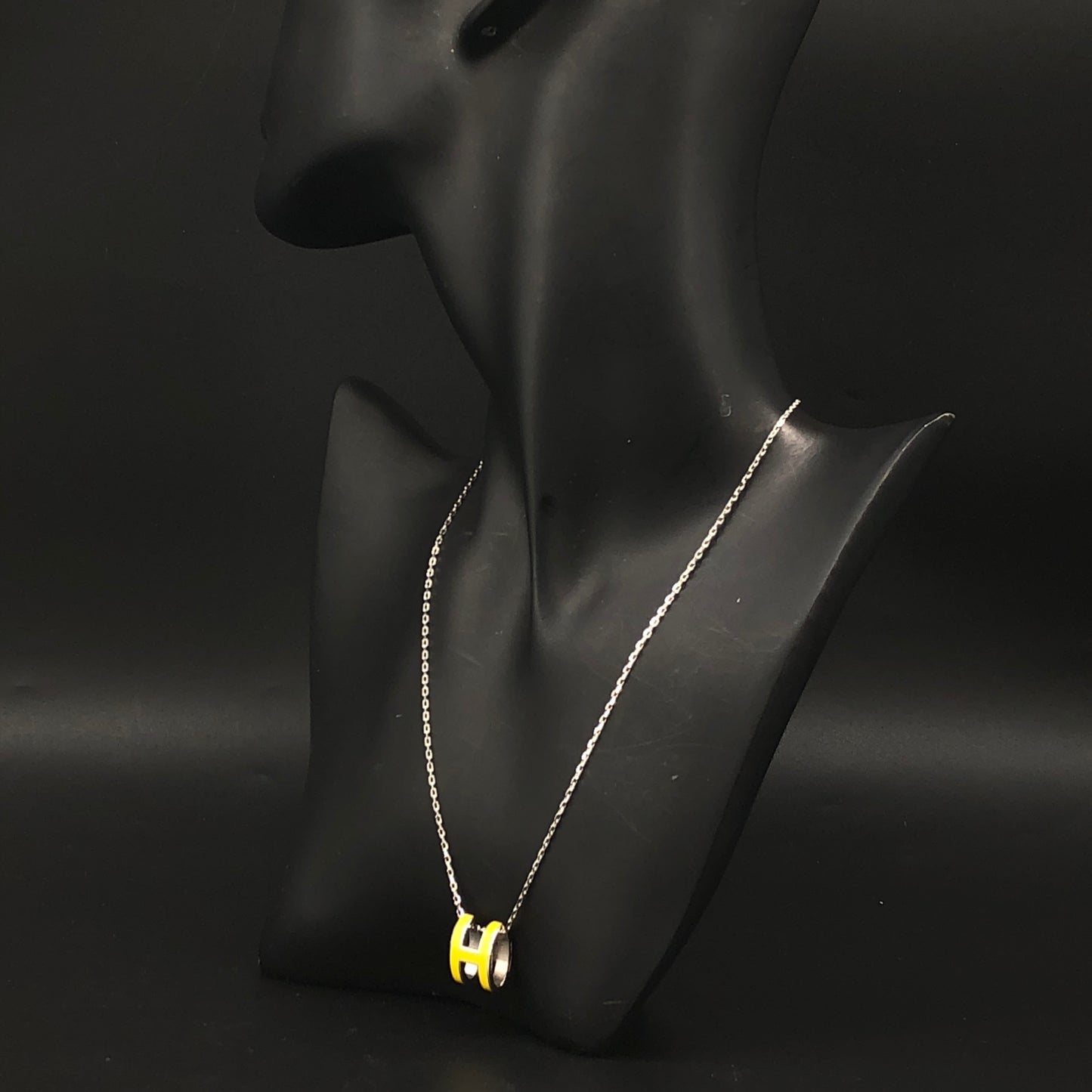 Hermes Yellow Gold Plated H Pendant Twilly Necklace