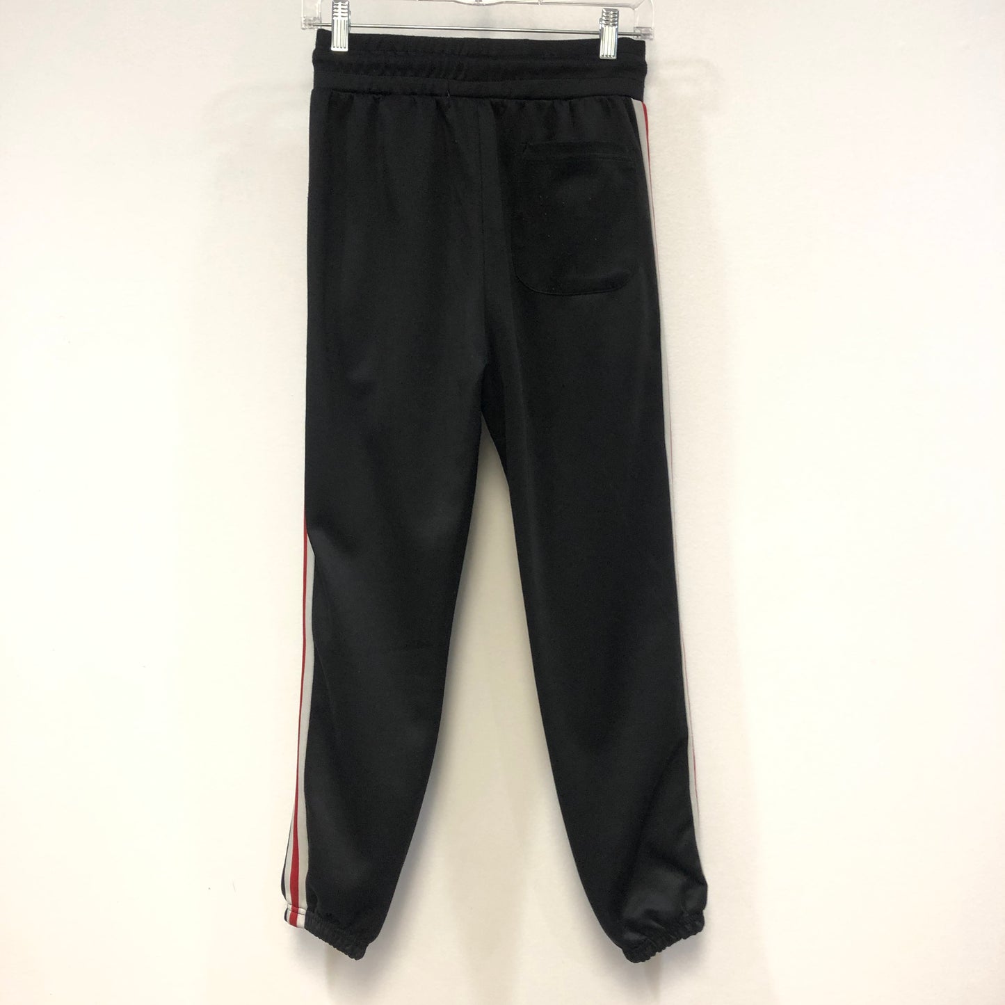 Mnml Black Track Pants with Red/White Side Stripe Size S