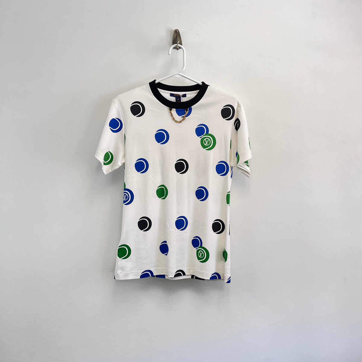 Louis Vuitton White Polka Dot Short Sleeve T-Shirt Size M