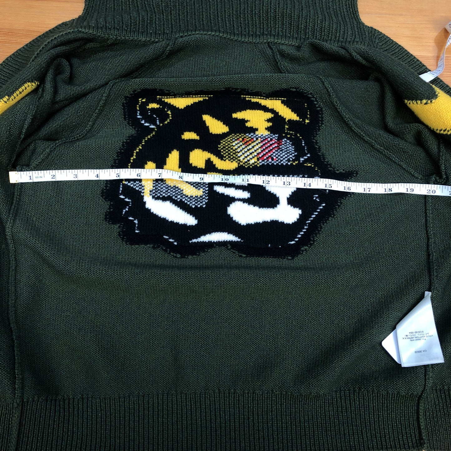 Louis Vuitton Dark Green Tiger Intarsia Cardigan Size XS