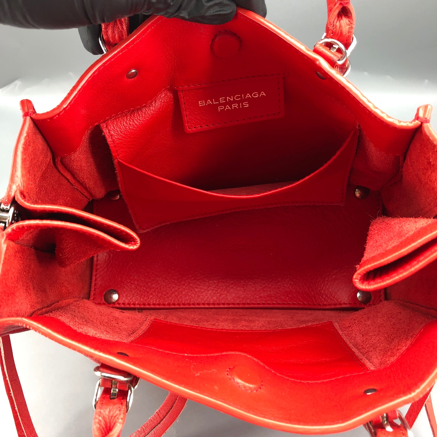 Balenciaga Mini City Lambskin Leather Handbag Red
