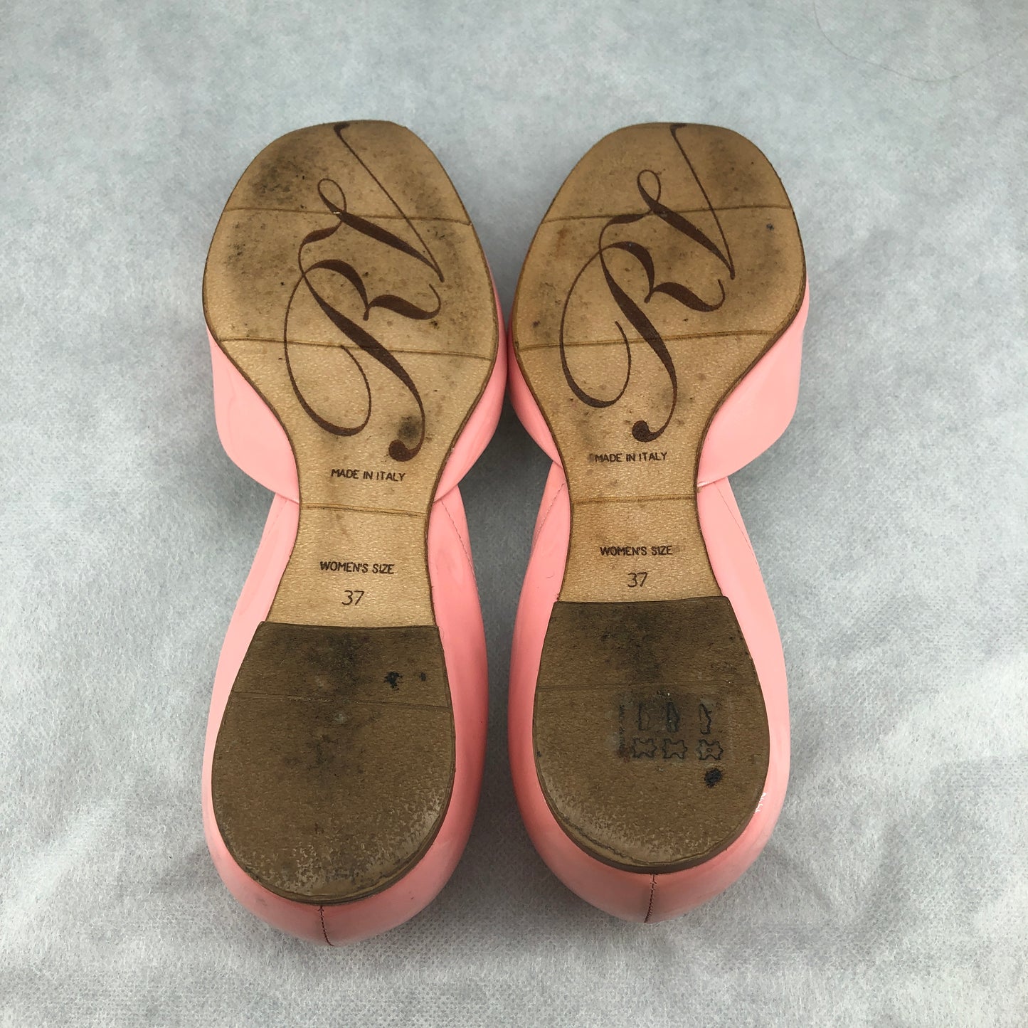Roger Vivier Blush Pink Patent Leather Square Buckle Flat Shoes 37