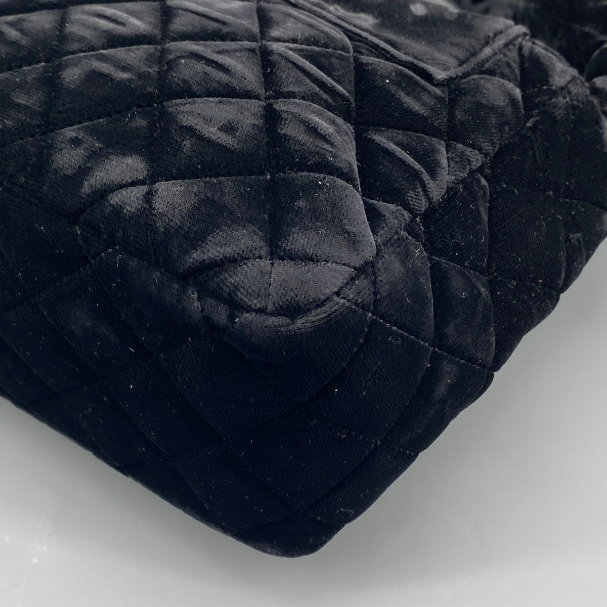 Chanel Vintage Black Velvet Quilted Shoulder Bag