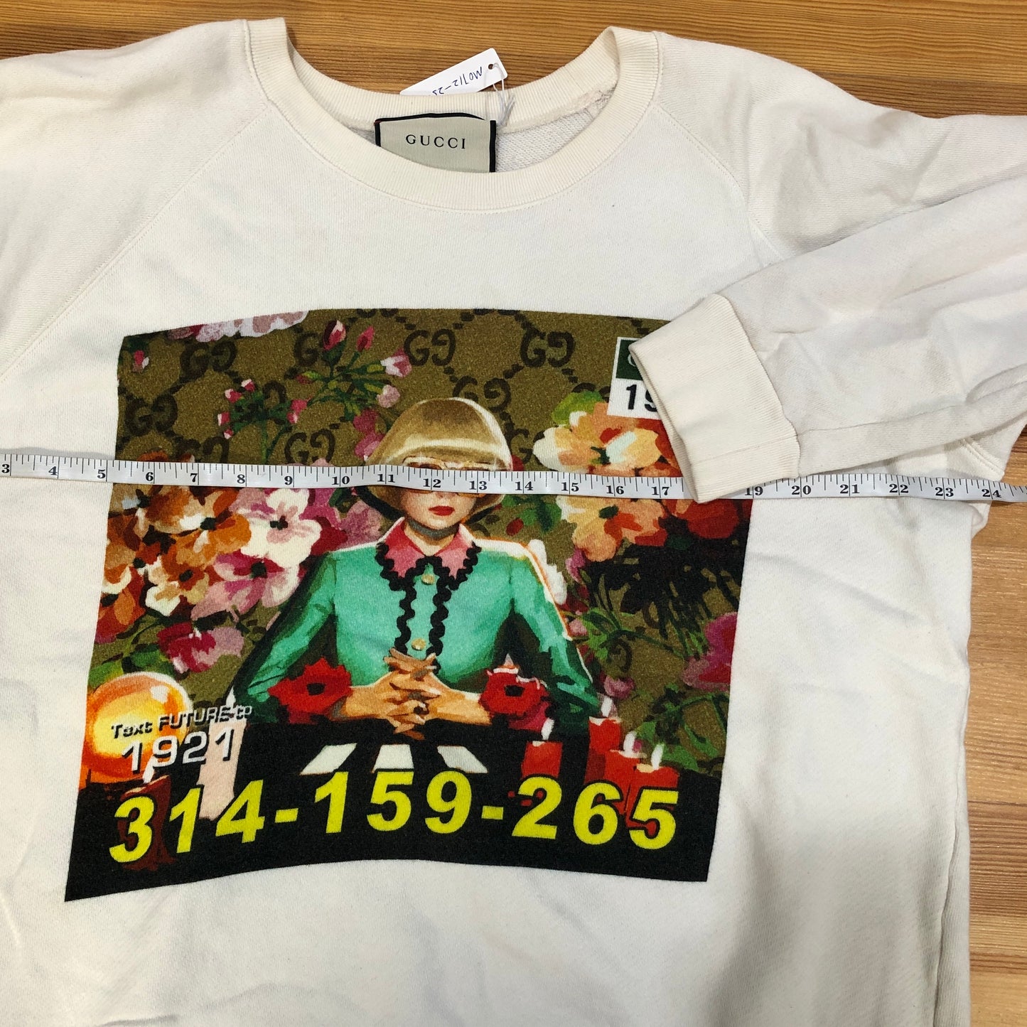 Gucci Off White Crew Neck Graphic Print Sweatshirt Size L