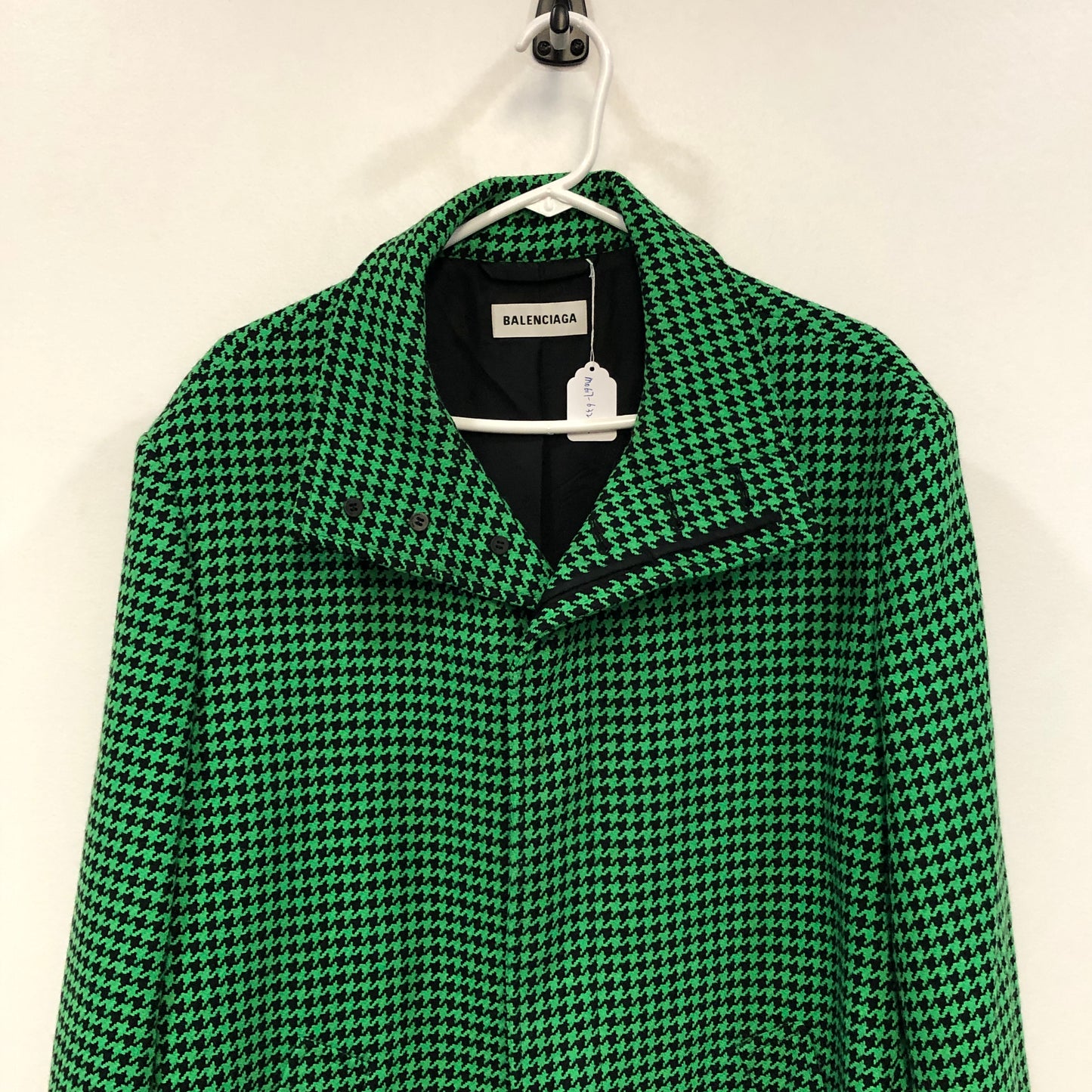 Balenciaga Green Houndstooth Wool Blazer Size 36