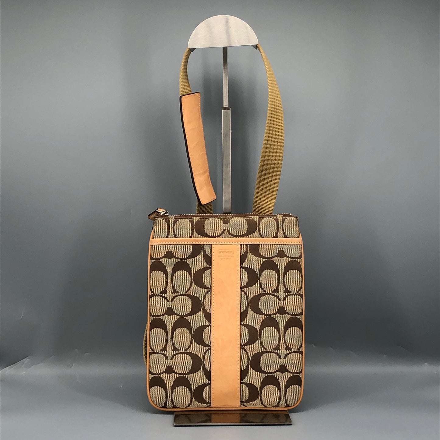 Coach Signature Monogram Crossbody Bag Beige