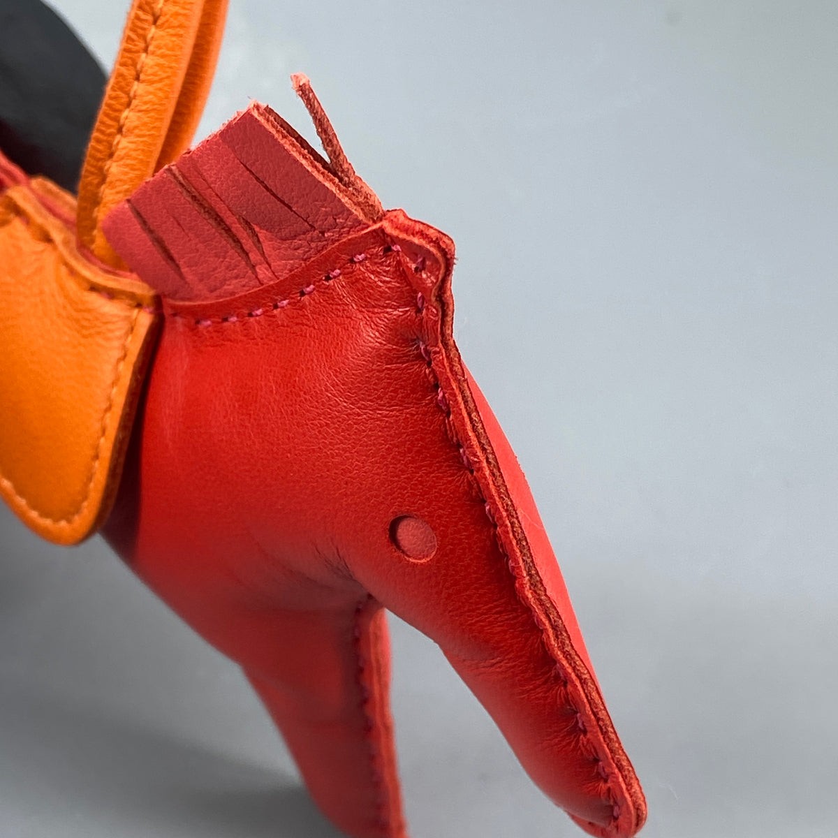 Hermes Rodeo Large Horse Bag Charm Red & Orange Leather
