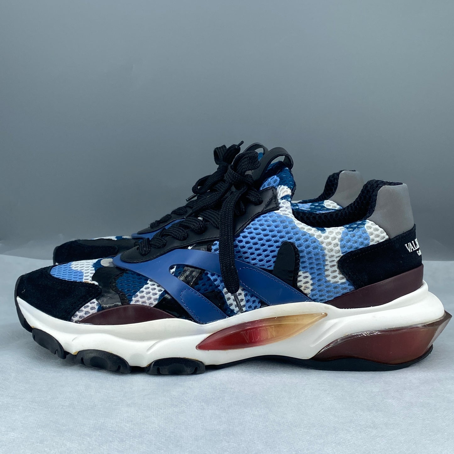 Valentino Men’s Multi‑Color Mesh Suede Casual Sneakers Shoes