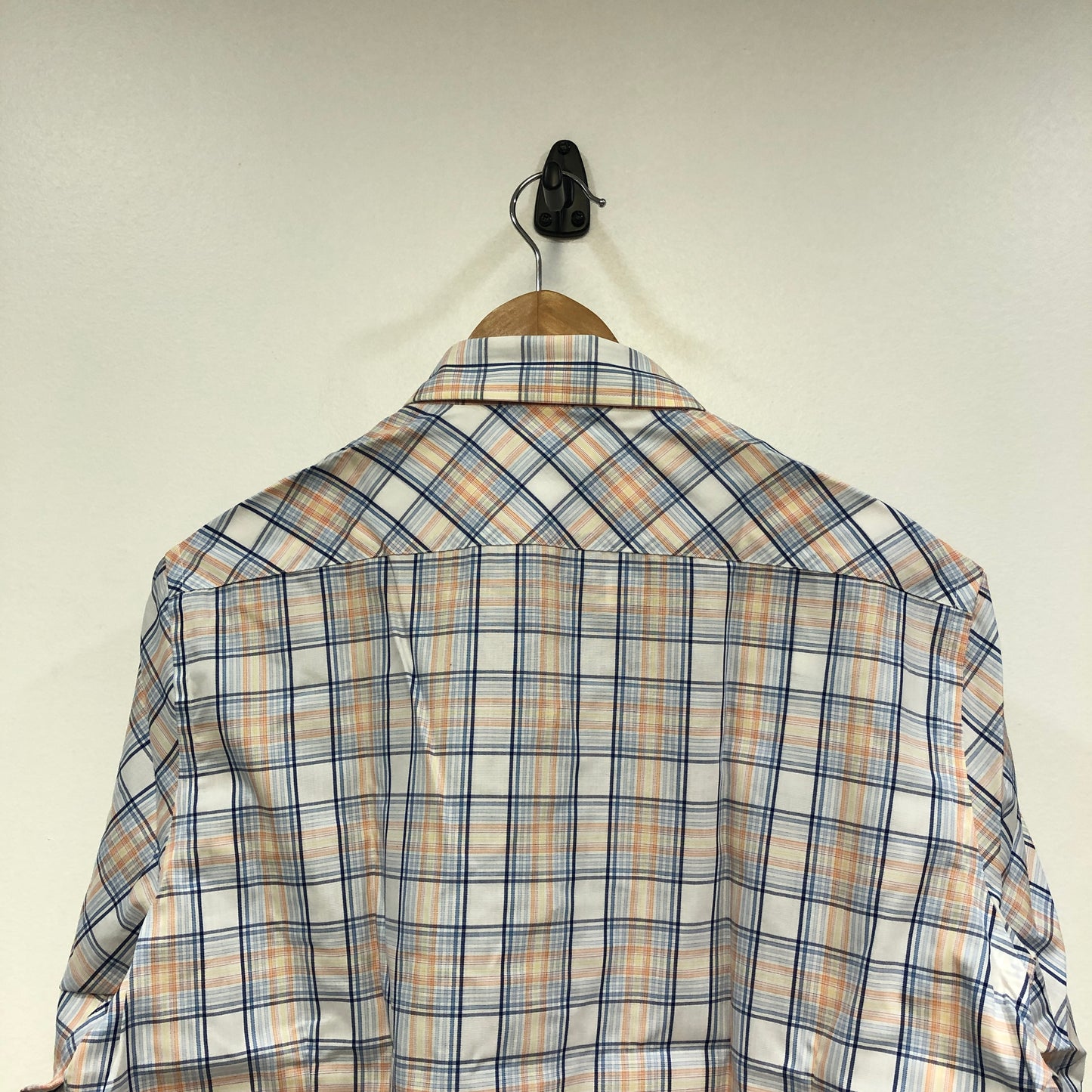 Balenciaga Blue Yellow White Plaid Short Sleeve Button Shirt US Size 6