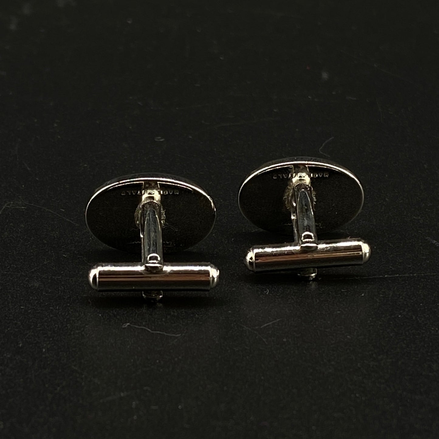 Ferragamo Silver Tone Crystal Decorated Cufflinks