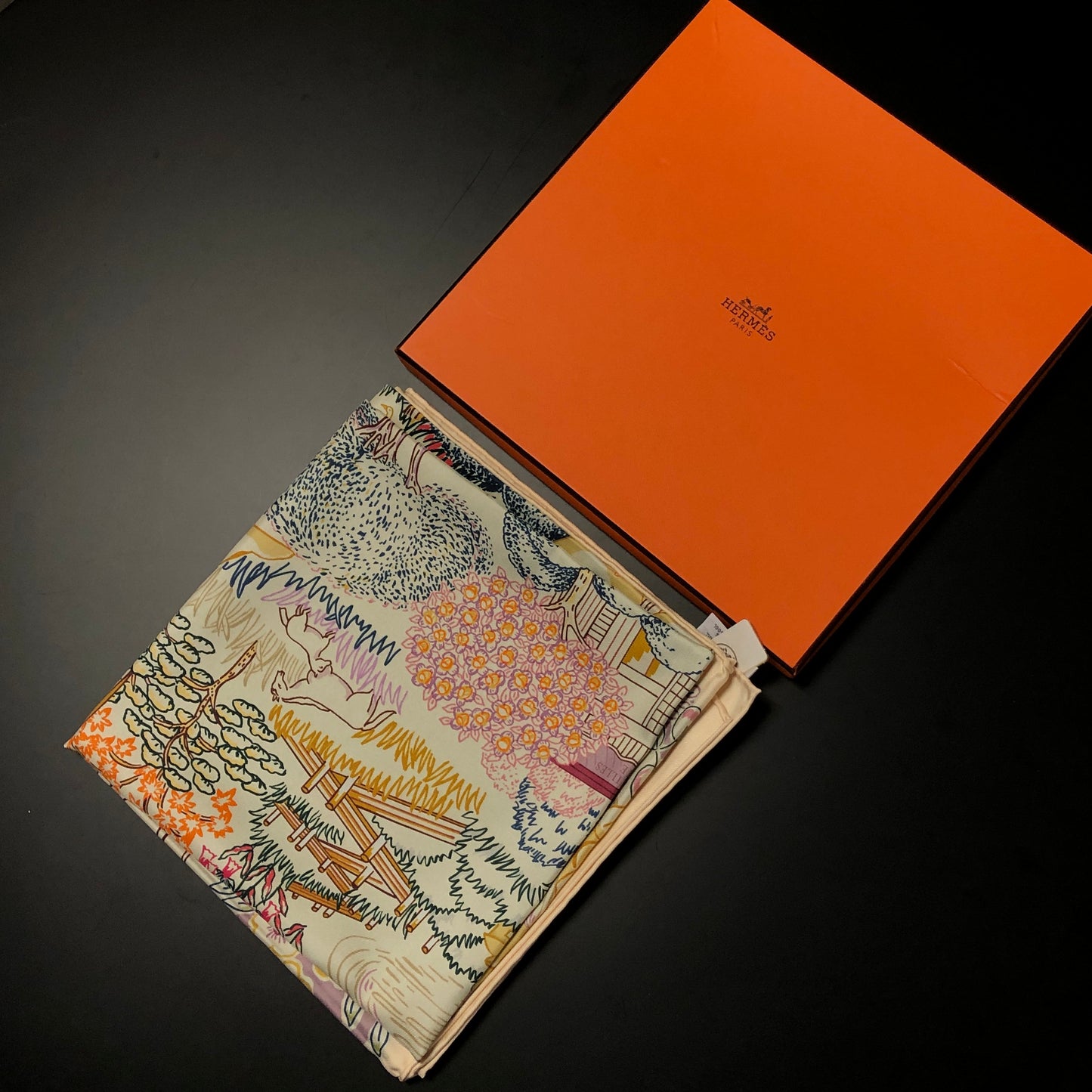 Hermes Multicolor Printed Silk Square Scarf 90x90 cm