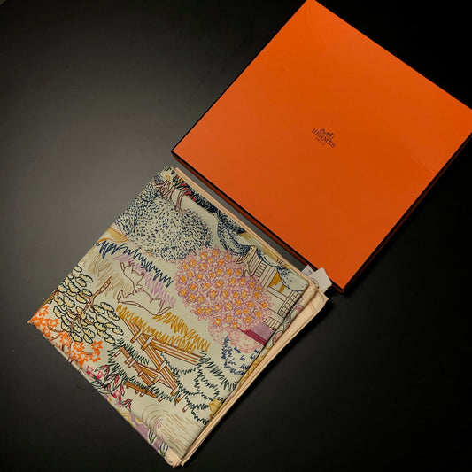Hermes Multicolor Printed Silk Square Scarf 90x90 cm