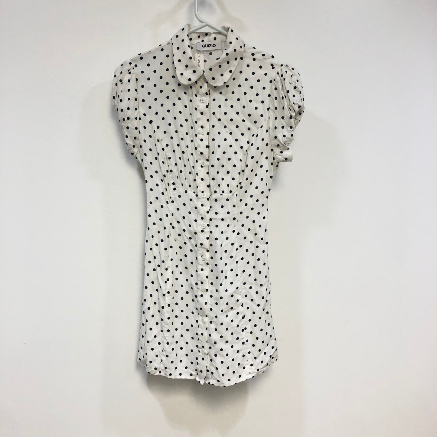 GUIZIO Black & White Polka Dot Shirt Dress S