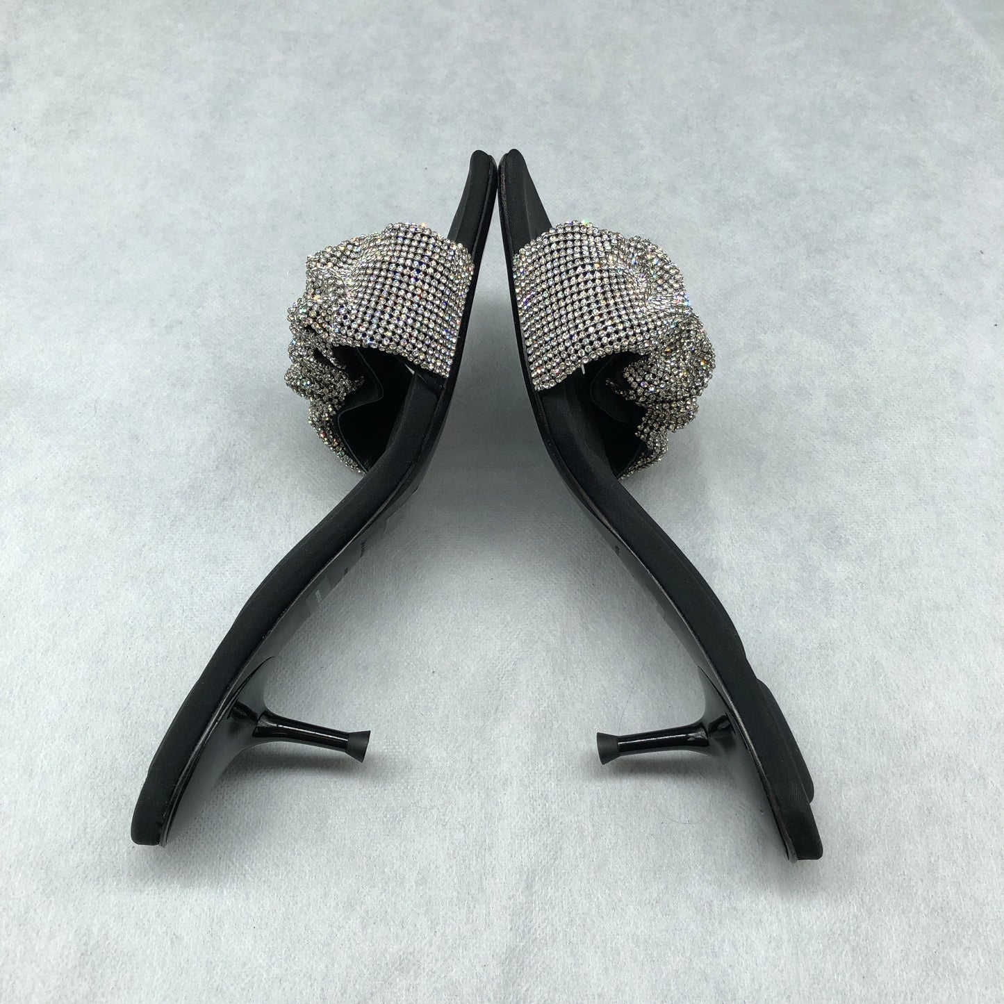 Alexander Wang Black Crystal Ruched Strap Mule Sandals Size 36