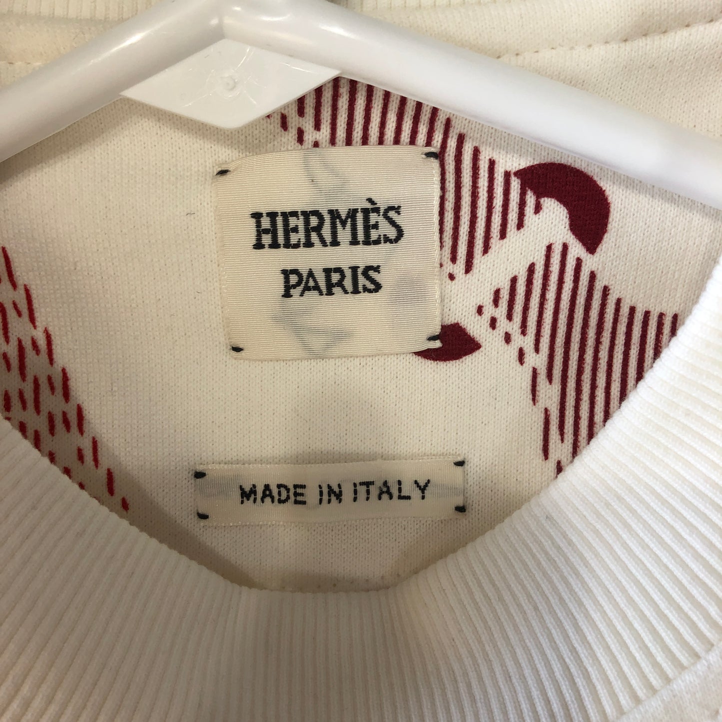 NWT Hermes Women's Printed Cotton Crewneck Sweatshirt Size 44 White/Red