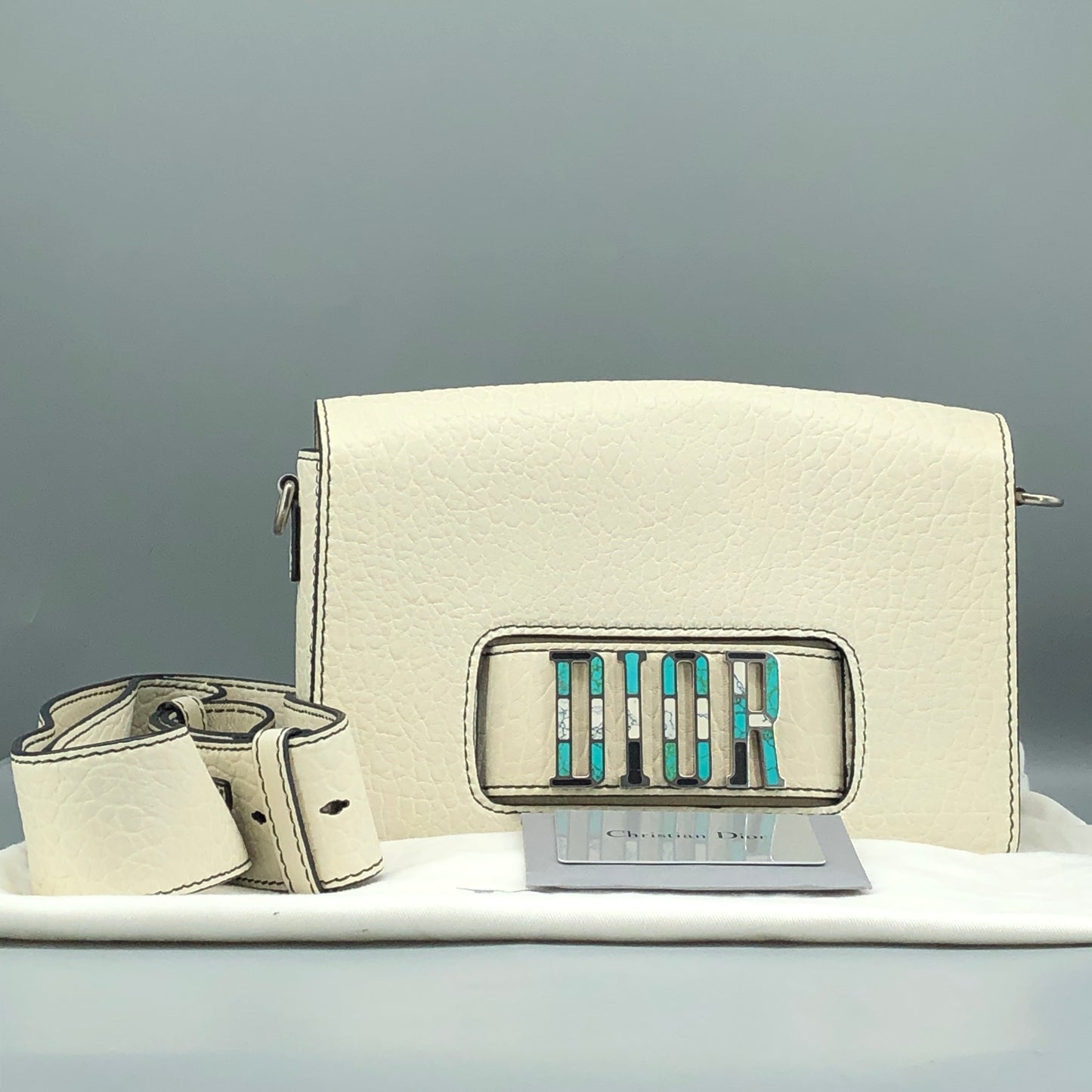 Christian Dior Dio(r)evolution Cream Grained Calfskin shoulder Bag